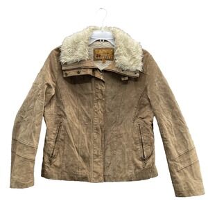Vintage Classics Suede Leather Jacket Womens XL Faux Fur Collar Moto Western 70s